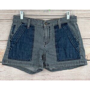 Pilcro Anthropologie‎ Hickory Striped Denim Short Shorts Women's 27 Blue Stet